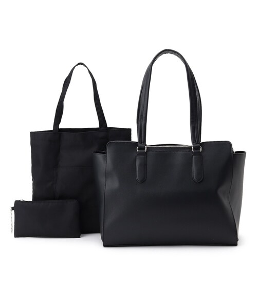 SHOO・LA・RUE（シューラルー）の「◆【フォーマル/入卒/抗菌】ビッグトート（トートバッグ・レディース・ブラック/サンドベージュ/ブラック系7/ナチュラル・00）」の2枚目の写真