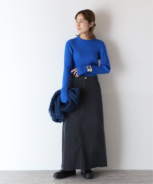 青色 Vネック 長袖ニットセーター 　フレイムワーク　ゆったり 青色 Vネック 長袖ニットセーター フレイムワーク ゆったり FRAMeWORK