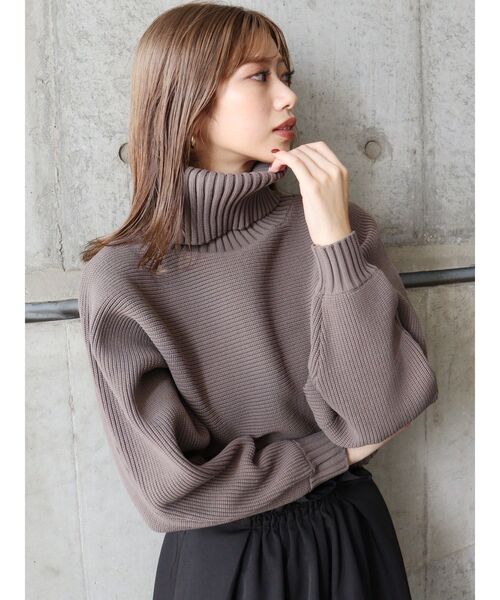 MURUA（ムルーア）の「BIGタートルニットプルオーバー（ニット/セーター・レディース・ブラック/ブルー/ブラウン/モカ/アイボリー・FREE）」の4枚目の写真