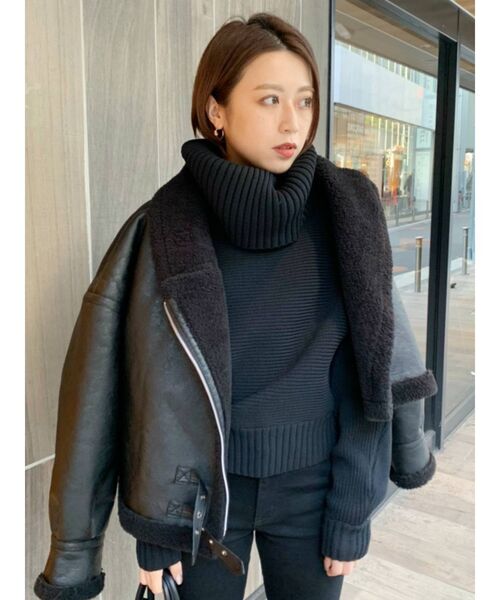 MURUA（ムルーア）の「BIGタートルニットプルオーバー（ニット/セーター・レディース・ブラック/ブルー/ブラウン/モカ/アイボリー・FREE）」の20枚目の写真