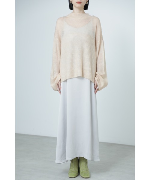 Mirror Mirror on the wall（ミラーミラー）の「4wayシアーニット&スリップドレスセット（ワンピース・レディース・ベージュ/グレー・ONE SIZE）」の6枚目の写真