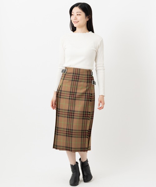 O'NEIL of DUBLIN（オニールオブダブリン）の「O'NEIL OF DUBLIN オニールオブダブリン ウーステッドウール100％スカート STANDARD 77cm Wワイドベルト（スカート・レディース・ブルー/ホワイト×ネイビー/イエロー/カーキ/ブラック/ライトブルー/インディゴブルー/スモークピンク/グレー系その他3/バイオレット/ピンク/ブルー系その他2/ブルー系その他/ネイビー/ダークグリーン/チャコールグレー/シルバーグレー/ブラウン×イエロー/ライトグレー/ライトブラウン/ネイビー系1/グリーン/グレイッシュベージュ/ピンク系その他/ダークパープル/ブラック系その他/レンガ/ダークベージュ/パープル/レッド/グレー/イエロー× ブルー/グレー系その他/ブラウン系その他/ダークブルー/パープル系その他/ブルー系その他4/ブルー系その他3/グレー系その他2/パープル系/グリーン系その他/マスタード/ベージュ系その他/ダークグレー/グレー系その他4/グリーン系その他2/ブラウン系その他2/ウィート/グレイッシュブルー/ホワイト×ブルー/ブルー系その他5/オレンジ系その他/ライトグリーン/グリーン系その他3/グレー系その他5/オレンジ系その他2/イエロー系その他・14/12/10/8/6/4）」の19枚目の写真