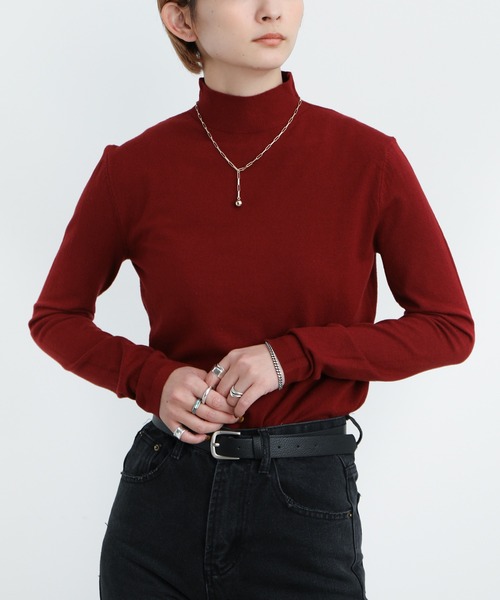 select MOCA（セレクトモカ）の「2021 AW ハイネックストレッチトップス（Tシャツ/カットソー・レディース・ブラック/レッド/アイボリー/チャコール・FREE）」の8枚目の写真