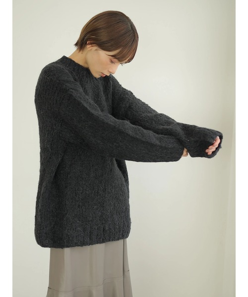 rem closet（レムクローゼット）の「ウールブレンドクルーネックニット（ニット/セーター・レディース・ダークグリーン/ブラック・S）」の9枚目の写真