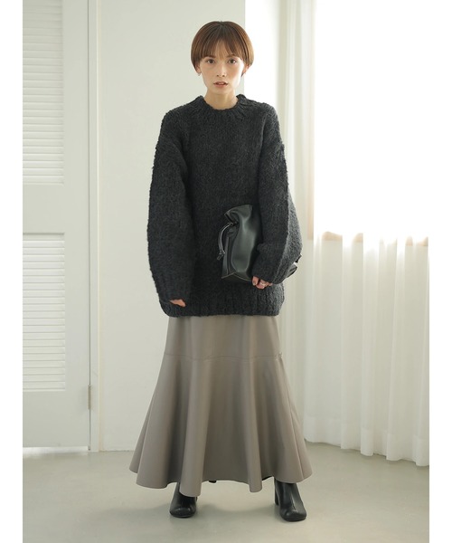 rem closet（レムクローゼット）の「ウールブレンドクルーネックニット（ニット/セーター・レディース・ダークグリーン/ブラック・S）」の10枚目の写真