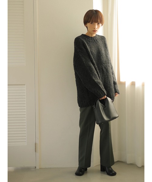 rem closet（レムクローゼット）の「ウールブレンドクルーネックニット（ニット/セーター・レディース・ダークグリーン/ブラック・S）」の5枚目の写真