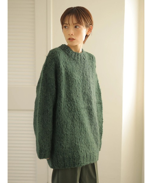 rem closet（レムクローゼット）の「ウールブレンドクルーネックニット（ニット/セーター・レディース・ダークグリーン/ブラック・S）」の16枚目の写真