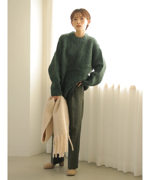 rem closet（レムクローゼット）の「ウールブレンドクルーネックニット（ニット/セーター・レディース・ダークグリーン/ブラック・S）」の7枚目の写真