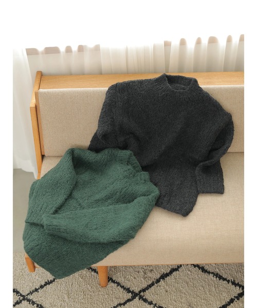 rem closet（レムクローゼット）の「ウールブレンドクルーネックニット（ニット/セーター・レディース・ダークグリーン/ブラック・S）」の13枚目の写真