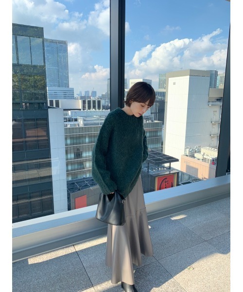 rem closet（レムクローゼット）の「ウールブレンドクルーネックニット（ニット/セーター・レディース・ダークグリーン/ブラック・S）」の14枚目の写真