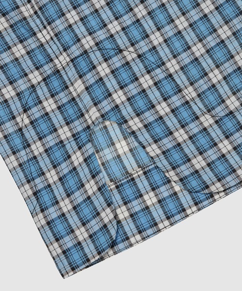 GANNI(ガニー)の「Seersucker Check V-neck Ruffle Blouse(シャツ/ブラウス・レディース・ブルー系その他・38/36/34)」の4枚目の写真