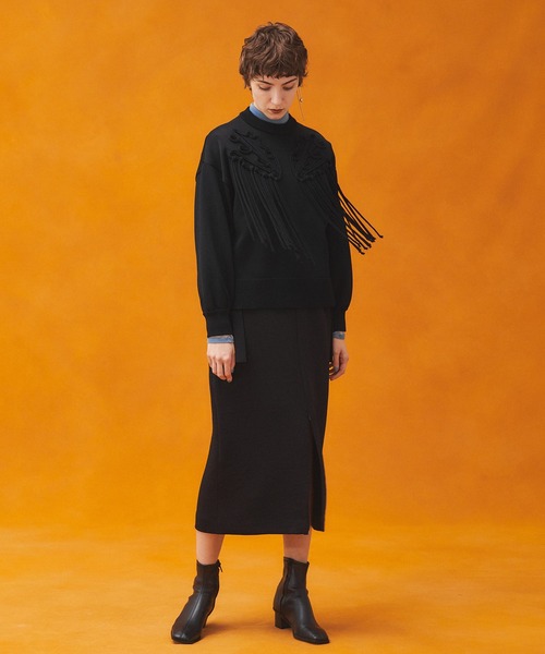 PUBLIC TOKYO(パブリックトウキョウ)の「エンブロイダリーフリンジニット(ニット/セーター・レディース・ブラック/ベージュ/アイボリー・FREE)」の17枚目の写真