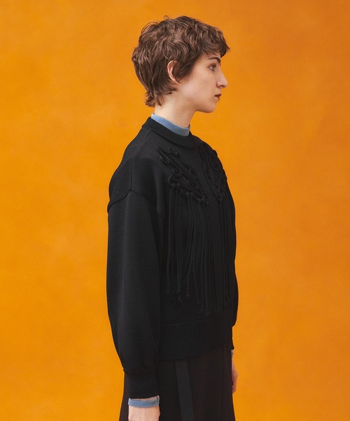 PUBLIC TOKYO(パブリックトウキョウ)の「エンブロイダリーフリンジニット(ニット/セーター・レディース・ブラック/ベージュ/アイボリー・FREE)」の15枚目の写真