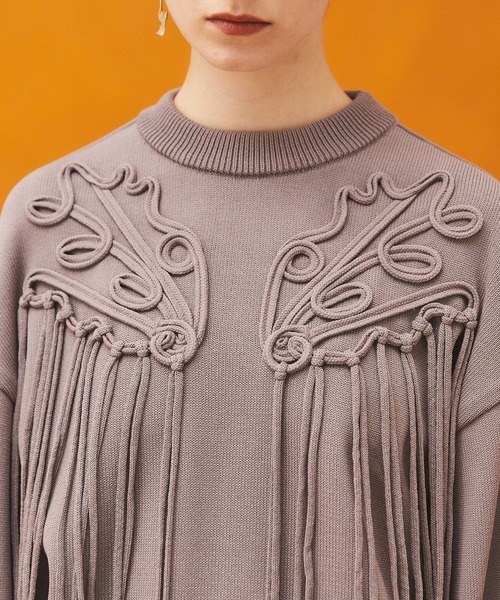 PUBLIC TOKYO(パブリックトウキョウ)の「エンブロイダリーフリンジニット(ニット/セーター・レディース・ブラック/ベージュ/アイボリー・FREE)」の10枚目の写真