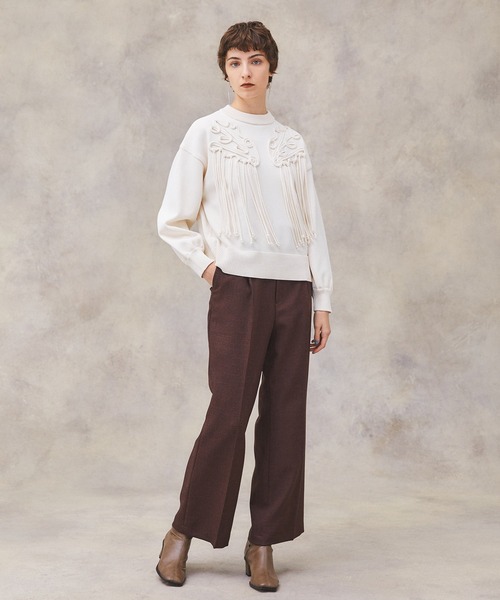 PUBLIC TOKYO(パブリックトウキョウ)の「エンブロイダリーフリンジニット(ニット/セーター・レディース・ブラック/ベージュ/アイボリー・FREE)」の16枚目の写真