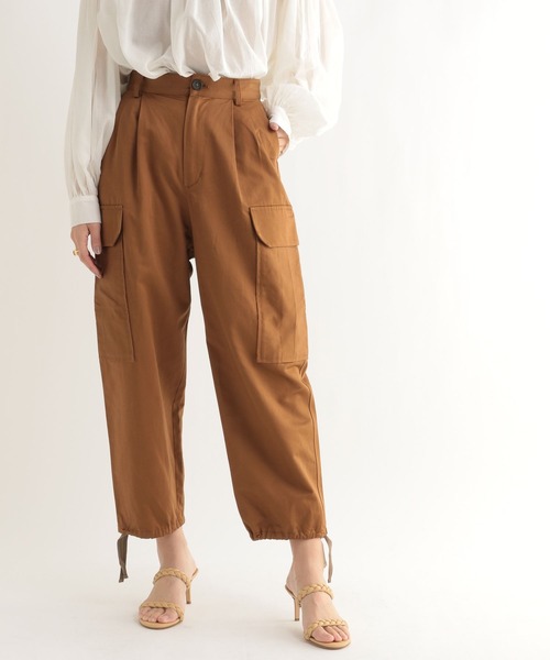 BABYLONE（バビロン）の「BABYLONE / バックサテンベイカーパンツ【洗濯機洗い可】（カーゴパンツ・レディース・ブラック/ブラウン/カーキ・36inch/38inch）」の11枚目の写真
