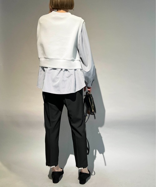 PICCIN（ピッチン）の「ストライプ切り替えダンボールニットプルオーバー（Tシャツ/カットソー・レディース・オフホワイト/ライトグレー・M）」の17枚目の写真