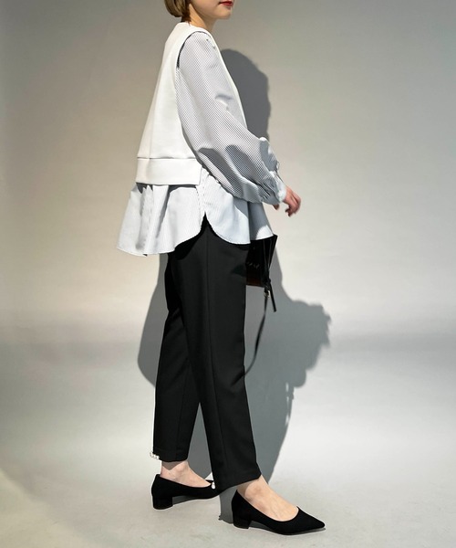 PICCIN（ピッチン）の「ストライプ切り替えダンボールニットプルオーバー（Tシャツ/カットソー・レディース・オフホワイト/ライトグレー・M）」の21枚目の写真