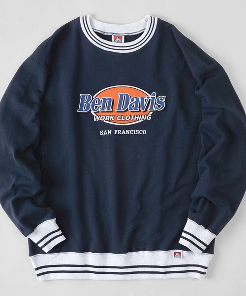 BEN DAVIS(ベンデイビス)の「【BEN DAVIS/ベンデイビス】ブランドワッペンロゴ リブライン プリントスウェット/ライン入り トレーナー(スウェット・メンズ・チャコールグレー/アッシュグレー/ネイビー/グリーン・M/L/XL)」の4枚目の写真