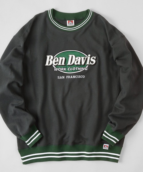 BEN DAVIS(ベンデイビス)の「【BEN DAVIS/ベンデイビス】ブランドワッペンロゴ リブライン プリントスウェット/ライン入り トレーナー(スウェット・メンズ・チャコールグレー/アッシュグレー/ネイビー/グリーン・M/L/XL)」の2枚目の写真