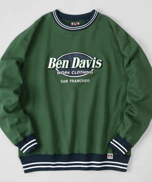 BEN DAVIS(ベンデイビス)の「【BEN DAVIS/ベンデイビス】ブランドワッペンロゴ リブライン プリントスウェット/ライン入り トレーナー(スウェット・メンズ・チャコールグレー/アッシュグレー/ネイビー/グリーン・M/L/XL)」の3枚目の写真