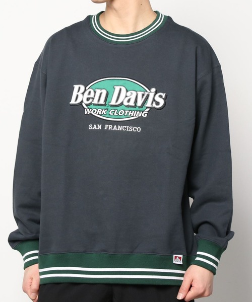 BEN DAVIS(ベンデイビス)の「【BEN DAVIS/ベンデイビス】ブランドワッペンロゴ リブライン プリントスウェット/ライン入り トレーナー(スウェット・メンズ・チャコールグレー/アッシュグレー/ネイビー/グリーン・M/L/XL)」の9枚目の写真