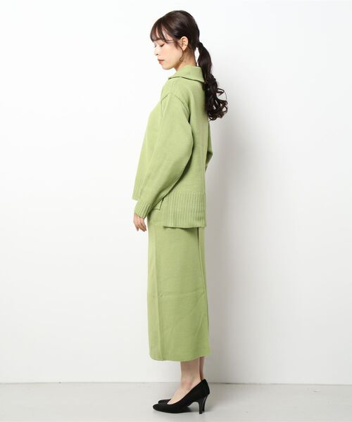 cepo（セポ）の「ハーフジップニット+ニットスカート　セットアップ（ワンピース・レディース・オフホワイト/ライム/チャコール・M）」の13枚目の写真