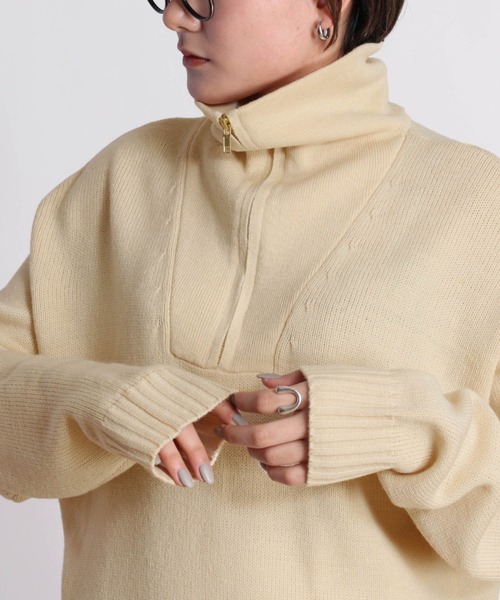 cepo（セポ）の「ハーフジップニット+ニットスカート　セットアップ（ワンピース・レディース・オフホワイト/ライム/チャコール・M）」の20枚目の写真