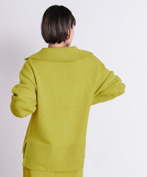 cepo（セポ）の「ハーフジップニット+ニットスカート　セットアップ（ワンピース・レディース・オフホワイト/ライム/チャコール・M）」の9枚目の写真