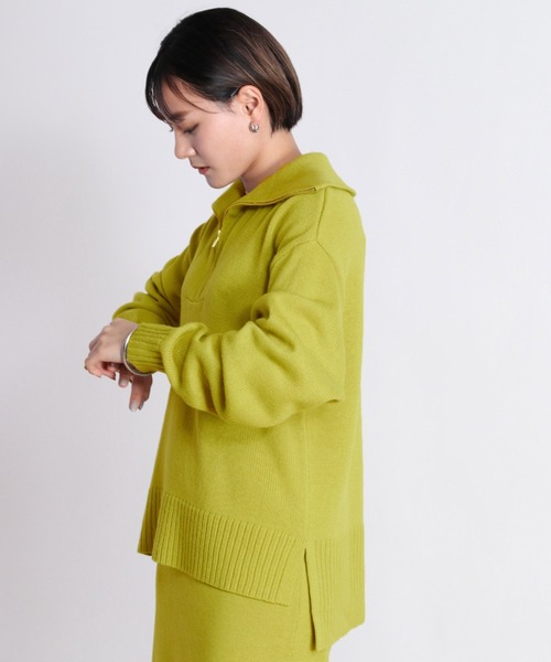 cepo（セポ）の「ハーフジップニット+ニットスカート　セットアップ（ワンピース・レディース・オフホワイト/ライム/チャコール・M）」の8枚目の写真