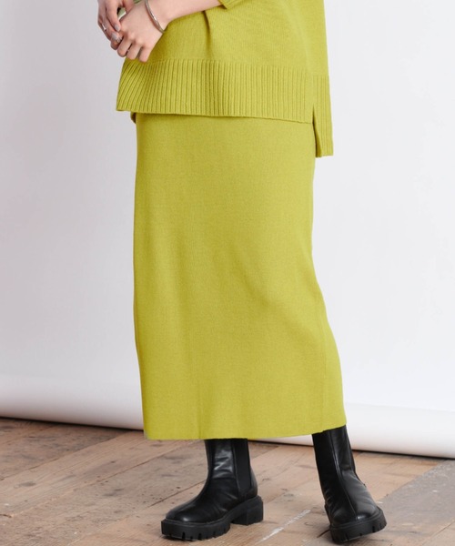 cepo（セポ）の「ハーフジップニット+ニットスカート　セットアップ（ワンピース・レディース・オフホワイト/ライム/チャコール・M）」の10枚目の写真