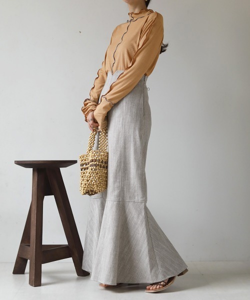 Bab（バブ）の「2WAY配色メロウハイネックトップス（Tシャツ/カットソー・レディース・パープル/アイボリー/キャメル・FREE）」の4枚目の写真