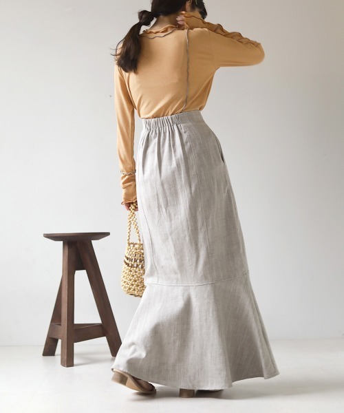 Bab（バブ）の「2WAY配色メロウハイネックトップス（Tシャツ/カットソー・レディース・パープル/アイボリー/キャメル・FREE）」の7枚目の写真