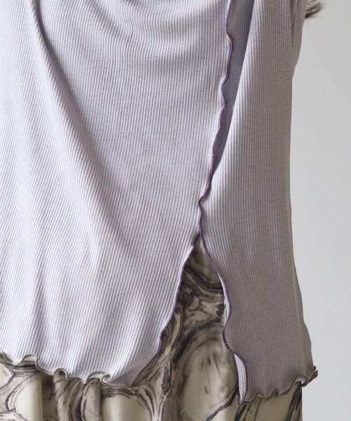 Bab（バブ）の「2WAY配色メロウハイネックトップス（Tシャツ/カットソー・レディース・パープル/アイボリー/キャメル・FREE）」の15枚目の写真