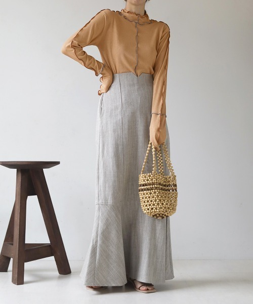 Bab（バブ）の「2WAY配色メロウハイネックトップス（Tシャツ/カットソー・レディース・パープル/アイボリー/キャメル・FREE）」の18枚目の写真