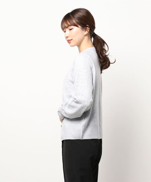 PICCIN（ピッチン）の「パール付き柄編みカーディガン（カーディガン/ボレロ・レディース・ブラック/グレー/オフホワイト/ブルー/グレイッシュベージュ・M）」の12枚目の写真