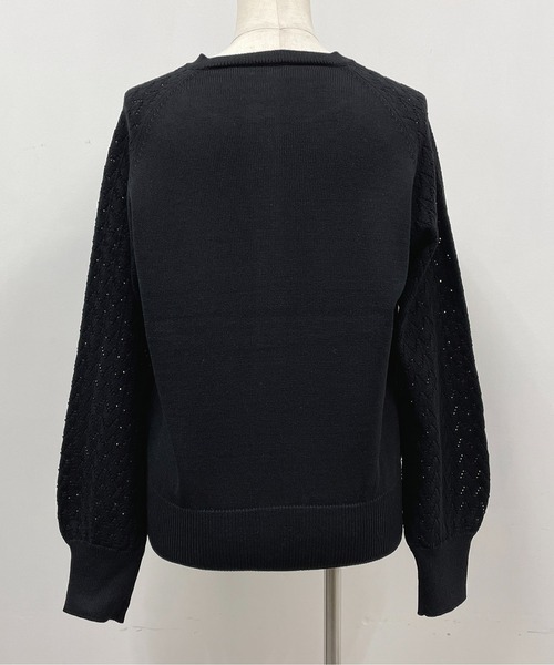 PICCIN（ピッチン）の「パール付き柄編みカーディガン（カーディガン/ボレロ・レディース・ブラック/グレー/オフホワイト/ブルー/グレイッシュベージュ・M）」の11枚目の写真
