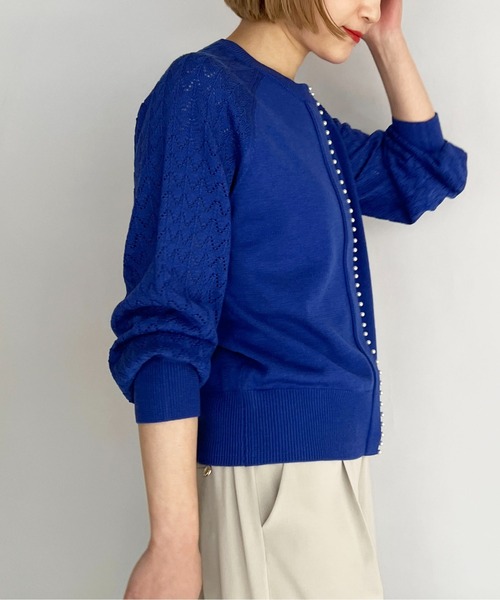 PICCIN（ピッチン）の「パール付き柄編みカーディガン（カーディガン/ボレロ・レディース・ブラック/グレー/オフホワイト/ブルー/グレイッシュベージュ・M）」の15枚目の写真