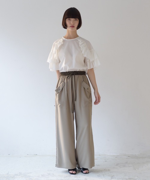 La SRIC（ラスリック）の「La SRIC / サイドラインワイドPT（その他パンツ・レディース・カーキ/ボルドー・38）」の9枚目の写真