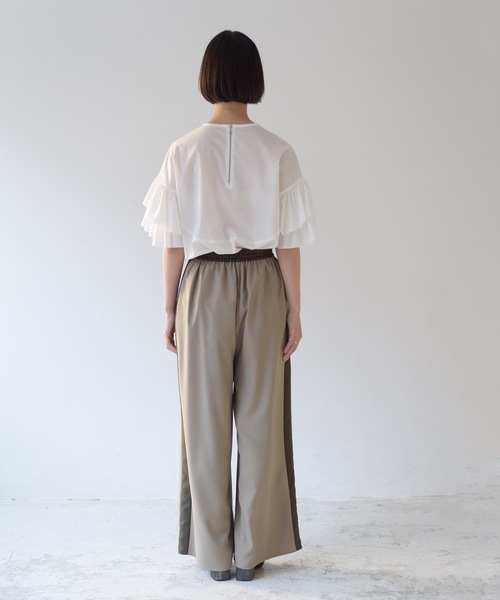 La SRIC（ラスリック）の「La SRIC / サイドラインワイドPT（その他パンツ・レディース・カーキ/ボルドー・38）」の6枚目の写真