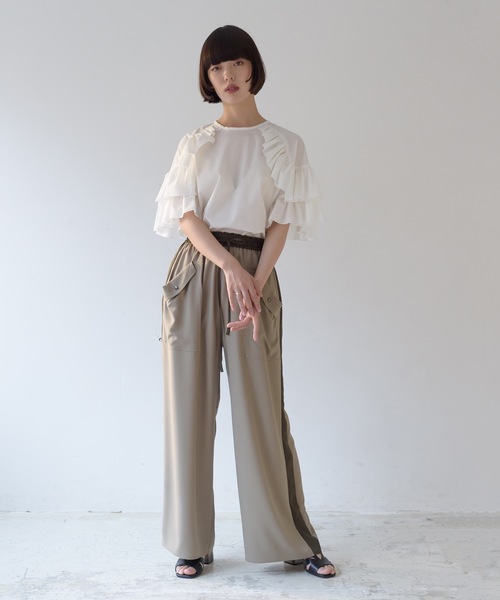 La SRIC（ラスリック）の「La SRIC / サイドラインワイドPT（その他パンツ・レディース・カーキ/ボルドー・38）」の13枚目の写真