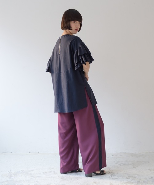 La SRIC（ラスリック）の「La SRIC / サイドラインワイドPT（その他パンツ・レディース・カーキ/ボルドー・38）」の7枚目の写真