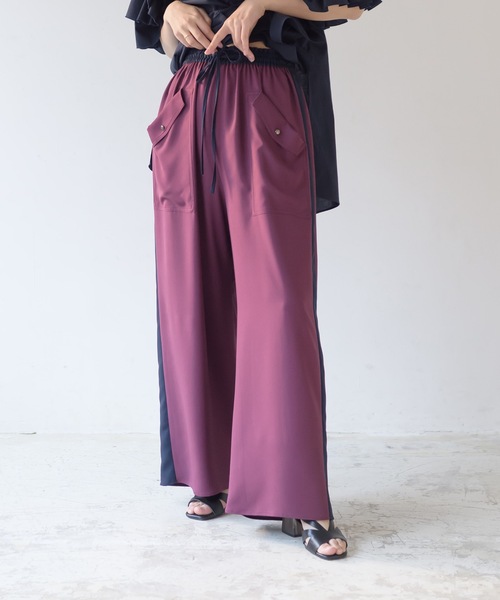 La SRIC（ラスリック）の「La SRIC / サイドラインワイドPT（その他パンツ・レディース・カーキ/ボルドー・38）」の10枚目の写真