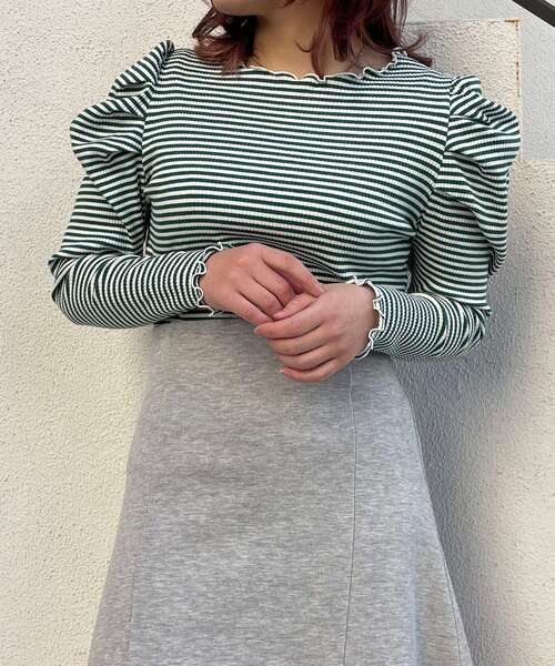 MAJESTIC LEGON(マジェスティックレゴン)の「コンシャスボーダートップス(Tシャツ/カットソー・レディース・ブラック系その他/グリーン系その他/ピンク系その他2・MEDIUM)」の17枚目の写真