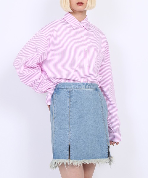 PUNYUS（プニュズ）の「フリンジデニムミニスカート（デニムスカート・レディース・ライトブルー/ブラック・1/2/3/4）」の18枚目の写真