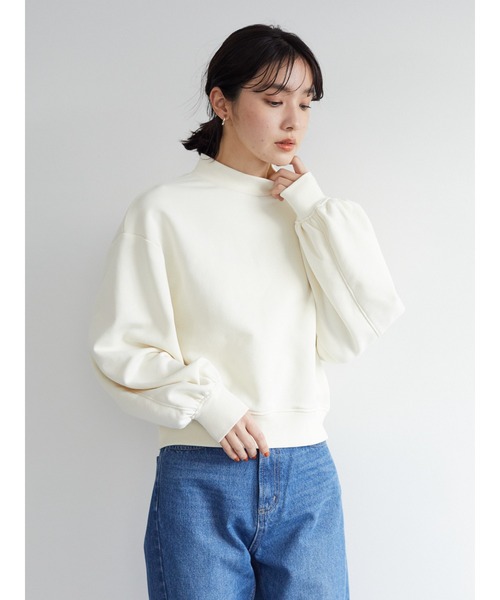 KBF(ケイビーエフ)の「KBF.ガス焼きプチハイネック裏毛プルオーバー(スウェット・レディース・ネイビー/ピンク/グリーン/アイボリー・FREE)」の13枚目の写真