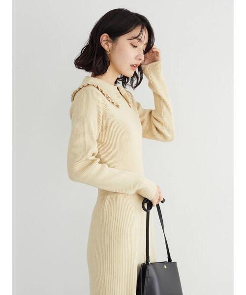 Green　Parks（グリーンパークス）の「・SUGAR SPOONエリツキリブニットプルオーバー＊（ニット/セーター・レディース・グレー/ブラック/ピンク/ベージュ・FREE）」の8枚目の写真