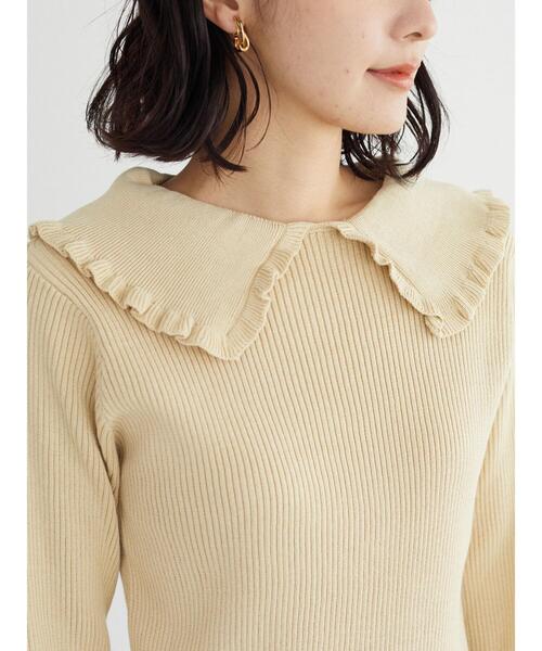 Green　Parks（グリーンパークス）の「・SUGAR SPOONエリツキリブニットプルオーバー＊（ニット/セーター・レディース・グレー/ブラック/ピンク/ベージュ・FREE）」の9枚目の写真