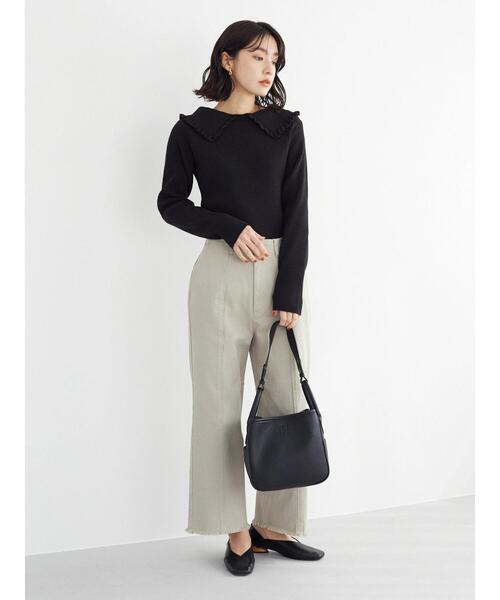 Green　Parks（グリーンパークス）の「・SUGAR SPOONエリツキリブニットプルオーバー＊（ニット/セーター・レディース・グレー/ブラック/ピンク/ベージュ・FREE）」の13枚目の写真