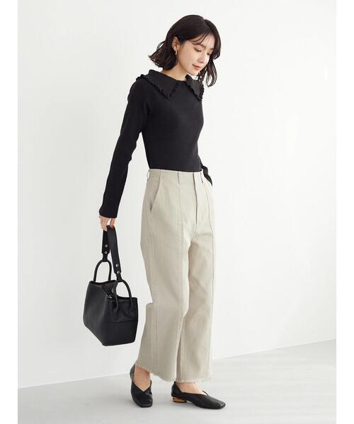 Green　Parks（グリーンパークス）の「・SUGAR SPOONエリツキリブニットプルオーバー＊（ニット/セーター・レディース・グレー/ブラック/ピンク/ベージュ・FREE）」の14枚目の写真